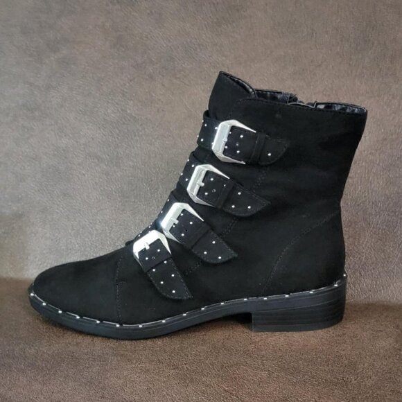 Bar III Women's Margo Black Buckled Suede Ankle Booties 5.5 M NIB - Picture 5 of 12